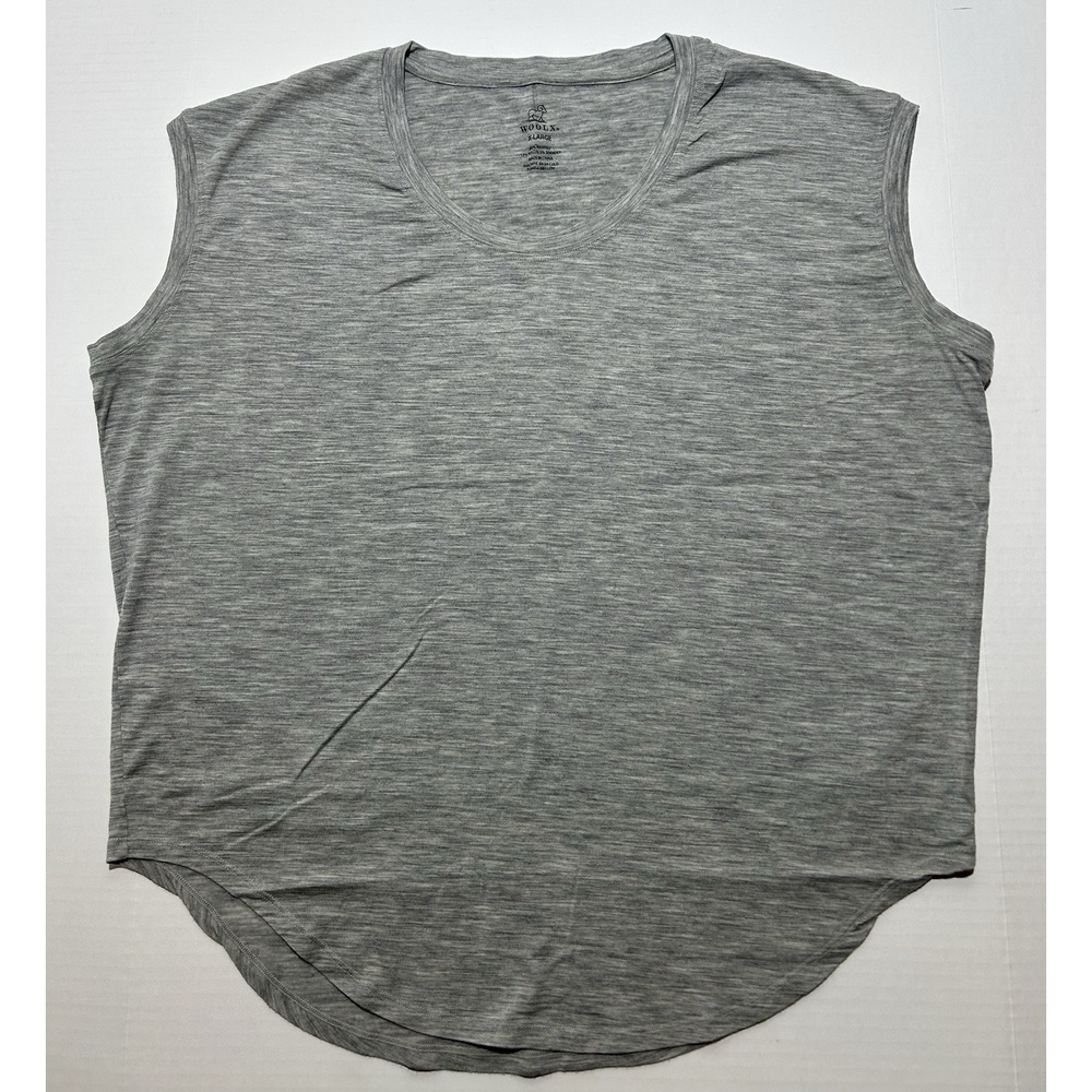 Woolx Gabi Tank Top Womens XL Grey Merino Wool Sleeveless Curved Hem Casual EUC
